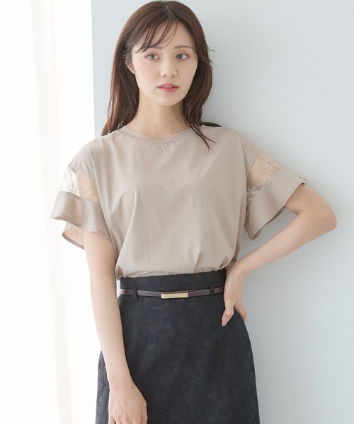 Andemiu（アンデミュウ）の「【WEB限定】ソデフハクカットソー111293（Tシャツ/カットソー・レディース・オレンジ/ネイビー/ホワイト/グレイッシュベージュ/ブラック/ブルー/ホワイト系その他/ライトグリーン/ピンク/ブルー系その他/ブルー系その他5/グリーン/レッド・ﾌﾘ-/FREE）」の5枚目の写真