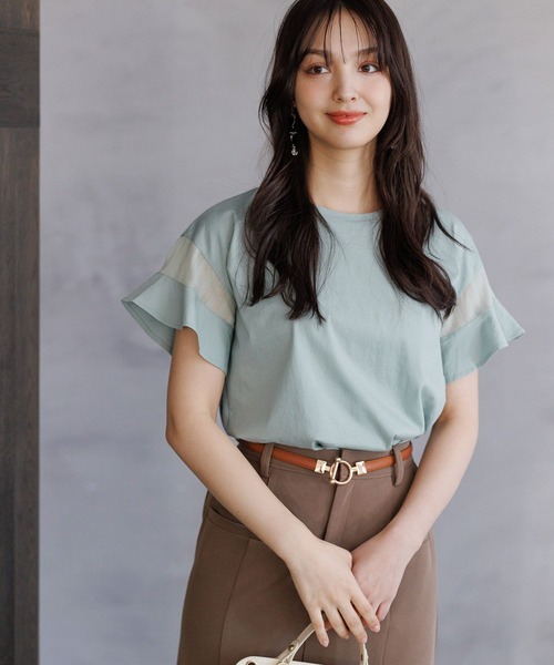 Andemiu（アンデミュウ）の「【WEB限定】ソデフハクカットソー111293（Tシャツ/カットソー・レディース・オレンジ/ネイビー/ホワイト/グレイッシュベージュ/ブラック/ブルー/ホワイト系その他/ライトグリーン/ピンク/ブルー系その他/ブルー系その他5/グリーン/レッド・ﾌﾘ-/FREE）」の9枚目の写真