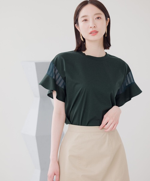 Andemiu（アンデミュウ）の「【WEB限定】ソデフハクカットソー111293（Tシャツ/カットソー・レディース・オレンジ/ネイビー/ホワイト/グレイッシュベージュ/ブラック/ブルー/ホワイト系その他/ライトグリーン/ピンク/ブルー系その他/ブルー系その他5/グリーン/レッド・ﾌﾘ-/FREE）」の6枚目の写真