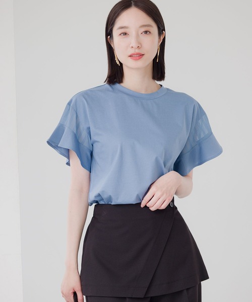 Andemiu（アンデミュウ）の「【WEB限定】ソデフハクカットソー111293（Tシャツ/カットソー・レディース・オレンジ/ネイビー/ホワイト/グレイッシュベージュ/ブラック/ブルー/ホワイト系その他/ライトグリーン/ピンク/ブルー系その他/ブルー系その他5/グリーン/レッド・ﾌﾘ-/FREE）」の10枚目の写真