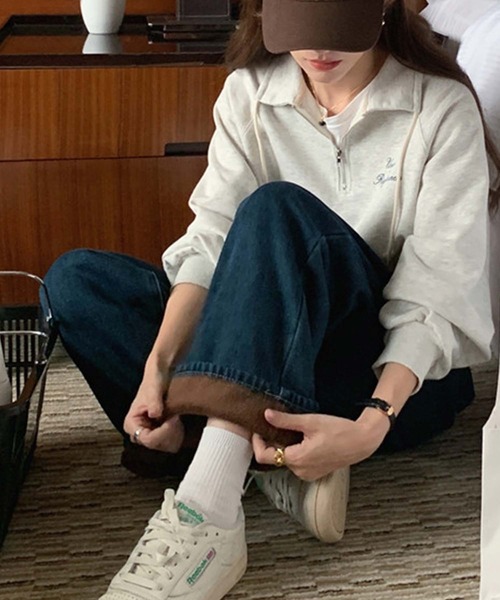 LAFFMO(ラフモ)の「ハーフジップバックプリントプルオーバー(スウェット・レディース・ネイビー/グレー・F)」の11枚目の写真