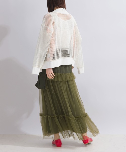 PICCIN(ピッチン)の「【WEB限定】チュールティアードカーゴスカート(スカート・レディース・カーキ/ブラック・M)」の15枚目の写真