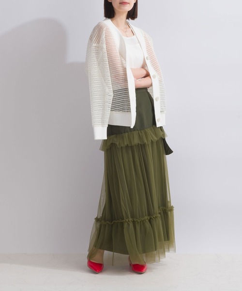 PICCIN(ピッチン)の「【WEB限定】チュールティアードカーゴスカート(スカート・レディース・カーキ/ブラック・M)」の16枚目の写真