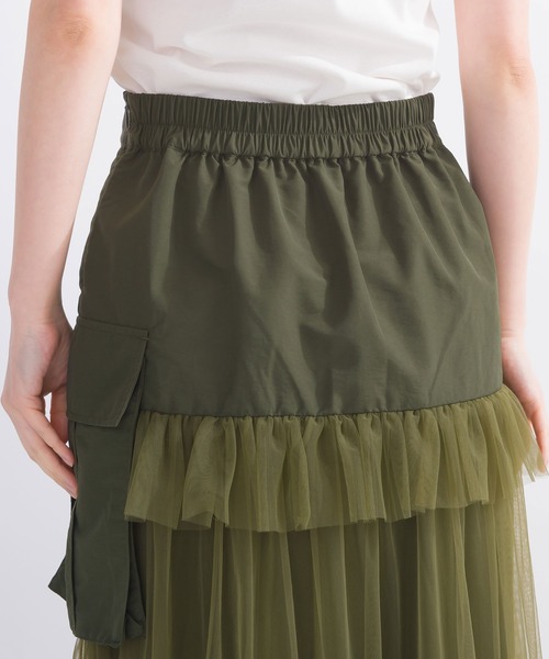 PICCIN(ピッチン)の「【WEB限定】チュールティアードカーゴスカート(スカート・レディース・カーキ/ブラック・M)」の18枚目の写真