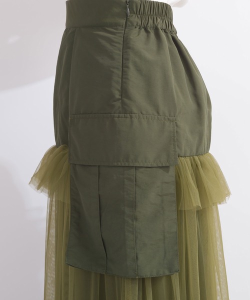 PICCIN(ピッチン)の「【WEB限定】チュールティアードカーゴスカート(スカート・レディース・カーキ/ブラック・M)」の19枚目の写真