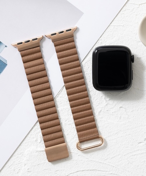 emonique(エモニーク)の「本革レザー Apple Watch バンド スマートウォッチバンド【38/40/41/42/44/45/49mm対応】(デジタル腕時計・レディース・スモークピンク/ダークブルー/ブルー/オレンジ/ピンク/カーキ/レッド/グレー/ブラウン/パープル/ベージュ/ダークグリーン/ブラック/ライトグレー/ホワイト・42/38)」の5枚目の写真