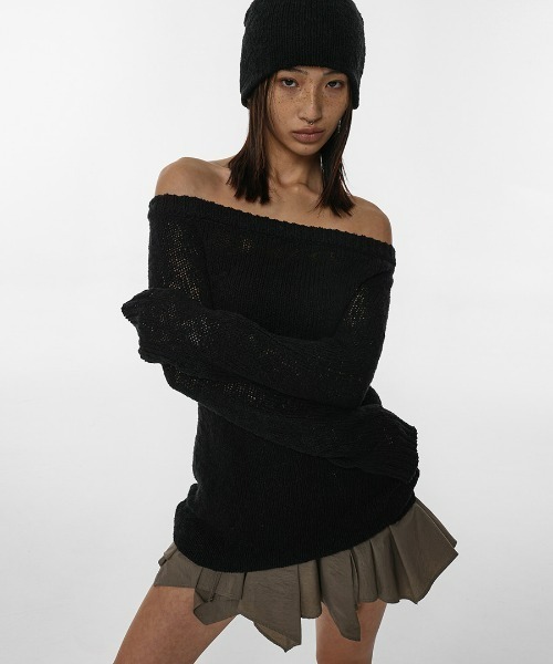 BLACKUP（ブラックアップ）の「[MADE] エリアオフショルダーニット