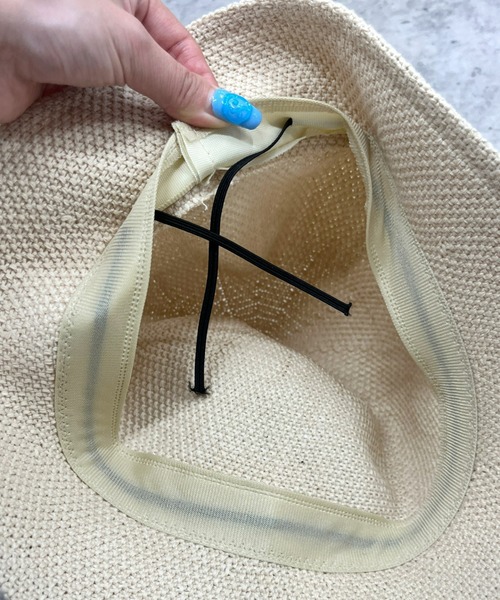 WHO'S WHO gallery（フーズフーギャラリー）の「ストローバケットハット（ハット・レディース・ブラック/オフホワイト・FREE）」の6枚目の写真