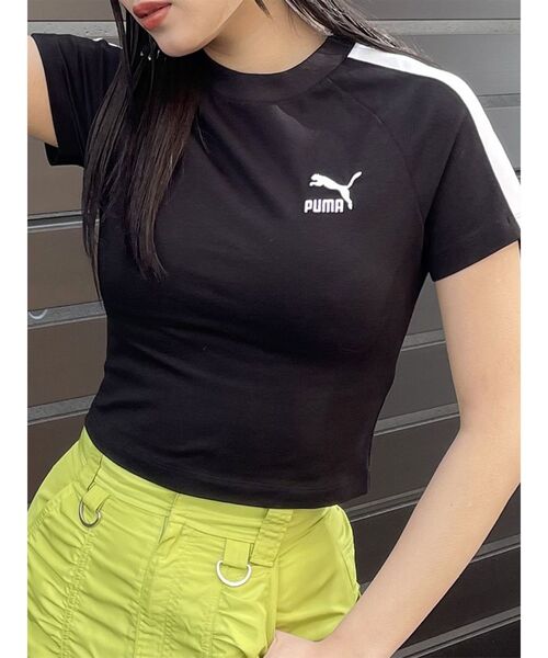 PUMA(プーマ)の「【PUMA】ICONIC T7 スリム Tシャツ(Tシャツ/カットソー・レディース・ホワイト/ブラック・FREE)」の2枚目の写真