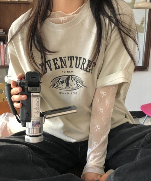 Vipoa(ヴィポア)の「リボンシアートップス(Tシャツ/カットソー・レディース・ホワイト/ブラック・FREE)」の5枚目の写真