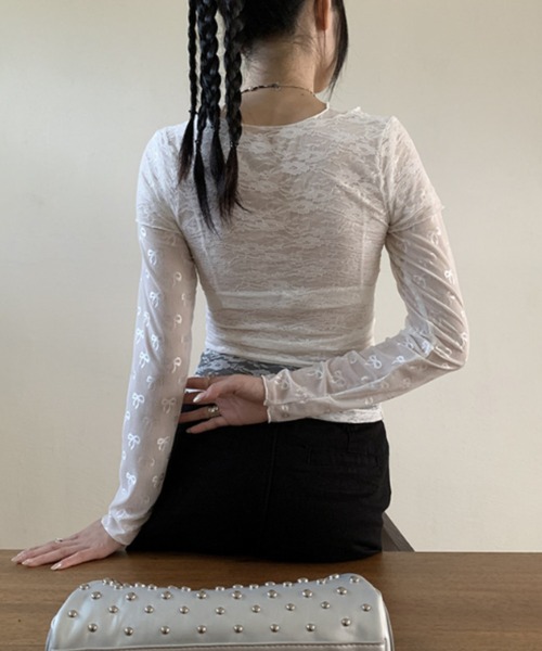 Vipoa(ヴィポア)の「リボンシアートップス(Tシャツ/カットソー・レディース・ホワイト/ブラック・FREE)」の10枚目の写真