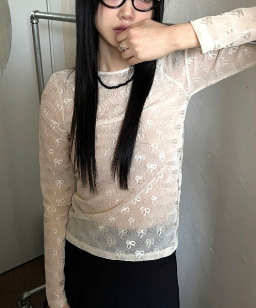 Vipoa(ヴィポア)の「リボンシアートップス(Tシャツ/カットソー・レディース・ホワイト/ブラック・FREE)」の18枚目の写真