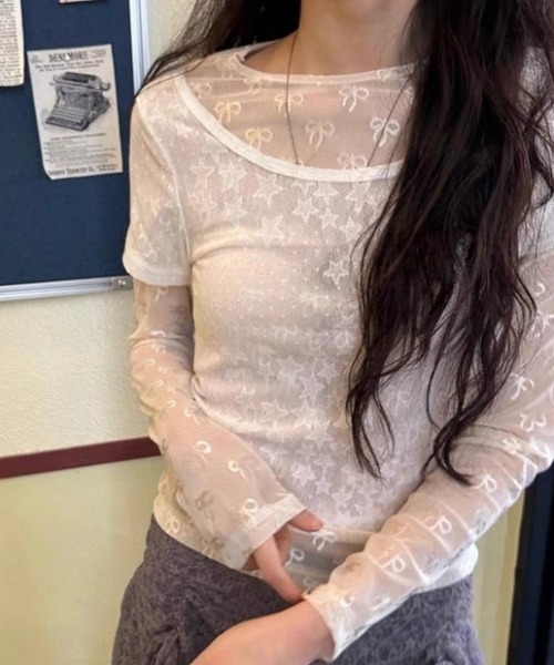 Vipoa(ヴィポア)の「リボンシアートップス(Tシャツ/カットソー・レディース・ホワイト/ブラック・FREE)」の11枚目の写真