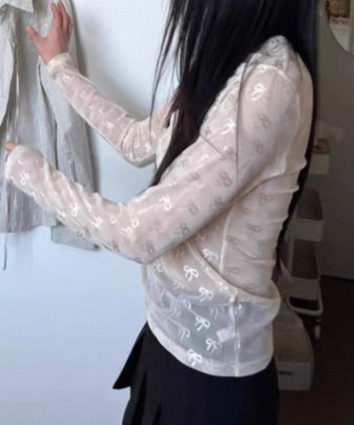 Vipoa(ヴィポア)の「リボンシアートップス(Tシャツ/カットソー・レディース・ホワイト/ブラック・FREE)」の22枚目の写真