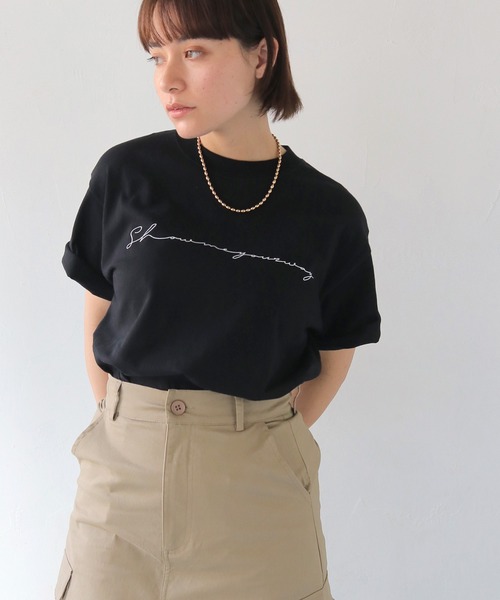 HER CLOSET(ハークローゼット)の「【shemoshelly】WEB限定カリグラフィーロゴTシャツ(Tシャツ/カットソー・レディース・ブラック/ブラック系その他/ホワイト/ホワイト系その他・L/M/S)」の16枚目の写真