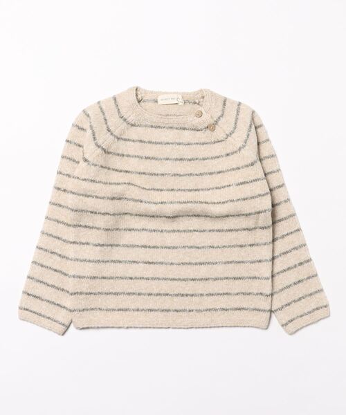 【セール】★Quincy Mae★ACE KNIT SWEATER || BASIL STRIPE（その他ベビー用品）｜Quincy Mae（クインシーメイ）