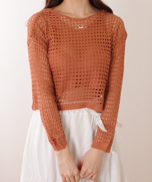 Lace Ladies(レースレディース)の「【2点セット】コンパクト 透かし編み 長袖 ニット プルオーバー(ニット/セーター・レディース・ブラック/ネイビー/ベージュ/オレンジ/ホワイト・FREE)」の16枚目の写真