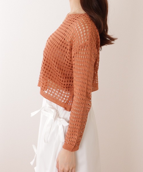 Lace Ladies(レースレディース)の「【2点セット】コンパクト 透かし編み 長袖 ニット プルオーバー(ニット/セーター・レディース・ブラック/ネイビー/ベージュ/オレンジ/ホワイト・FREE)」の21枚目の写真