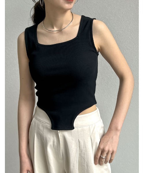 Re:EDIT（リエディ）の「ストレッチリブハイレグタンクトップ（タンクトップ・レディース・レッド/ホワイト/ブラック/チャコールグレー・LARGE/MEDIUM）」の11枚目の写真