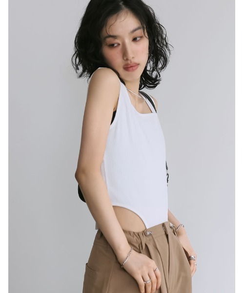 Re:EDIT（リエディ）の「ストレッチリブハイレグタンクトップ（タンクトップ・レディース・レッド/ホワイト/ブラック/チャコールグレー・LARGE/MEDIUM）」の20枚目の写真