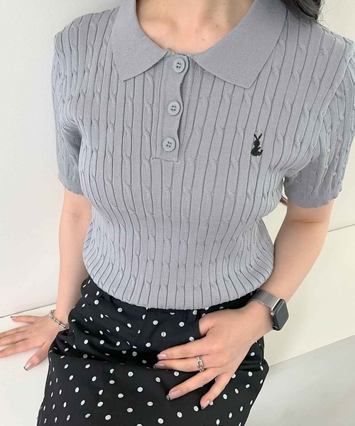 frunco(フランコ)の「【ZOZO限定】ワンポイント刺繍ニットポロ(ポロシャツ・レディース・イエロー/ホワイト/グレー/ブラック・FREE)」の9枚目の写真