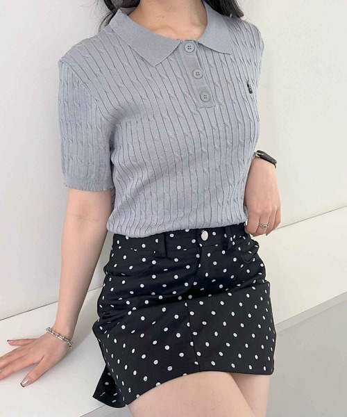 frunco(フランコ)の「【ZOZO限定】ワンポイント刺繍ニットポロ(ポロシャツ・レディース・イエロー/ホワイト/グレー/ブラック・FREE)」の6枚目の写真