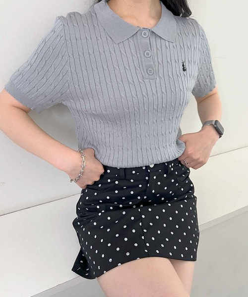 frunco(フランコ)の「【ZOZO限定】ワンポイント刺繍ニットポロ(ポロシャツ・レディース・イエロー/ホワイト/グレー/ブラック・FREE)」の7枚目の写真