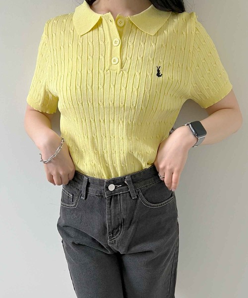 frunco(フランコ)の「【ZOZO限定】ワンポイント刺繍ニットポロ(ポロシャツ・レディース・イエロー/ホワイト/グレー/ブラック・FREE)」の14枚目の写真