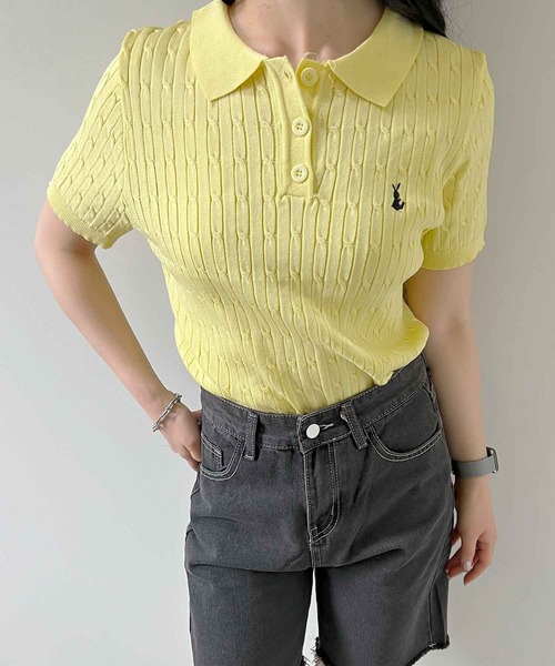 frunco(フランコ)の「【ZOZO限定】ワンポイント刺繍ニットポロ(ポロシャツ・レディース・イエロー/ホワイト/グレー/ブラック・FREE)」の15枚目の写真