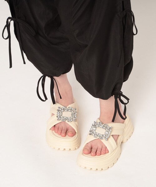 【 】Jeans エンボス ロゴ 厚底 サンダル ♪ clear≪SS新作≫厚底サンダル[ZA0002] | レディースファッション