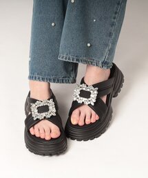 キラキラ付き厚底サンダル