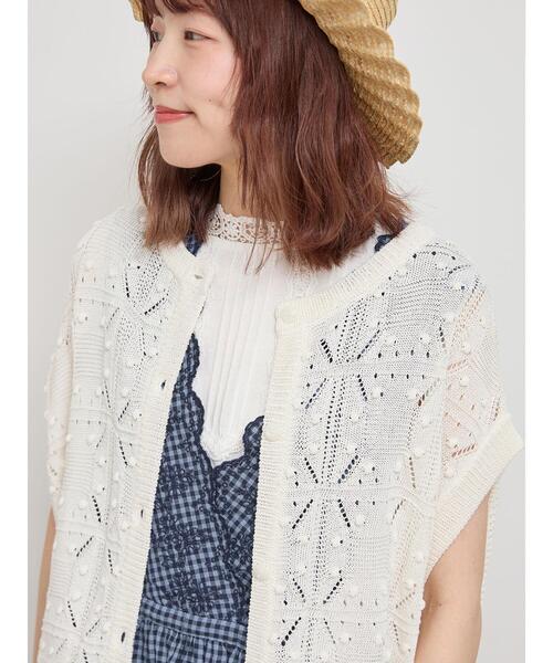 Samansa Mos2（サマンサ モスモス）の「ぽこぽこ幾何学柄ベスト（ベスト・レディース・キナリ/ブルー/ベージュ/チャコールグレー・F）」の12枚目の写真