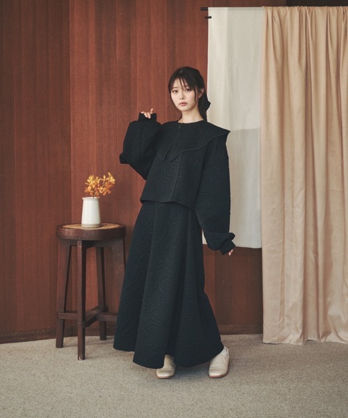 moi tytto（モイテュット）の「キルティングフレアロングスカート（スカート・レディース・ブラック/ベージュ/ナチュラル・MEDIUM/SMALL）」の12枚目の写真