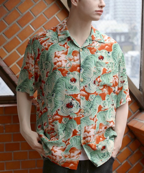 houston アロハシャツ　百虎 HOUSTON ヒューストン シャツ 百虎 アロハシャツ メンズ
