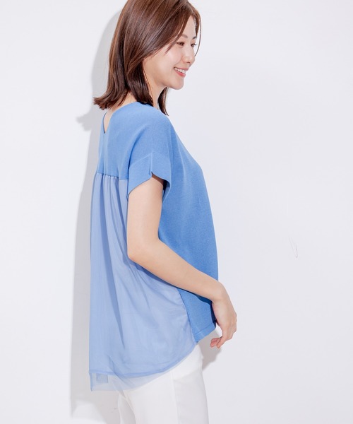 Jayro（ジャイロ）の「バックチュールニットプルオーバー（Tシャツ/カットソー・レディース・ブラック/サックスブルー/チャコールグレー/オレンジ・M）」の7枚目の写真