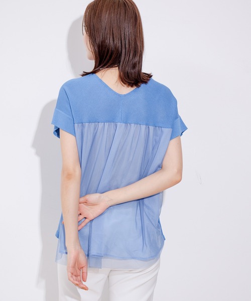 Jayro（ジャイロ）の「バックチュールニットプルオーバー（Tシャツ/カットソー・レディース・ブラック/サックスブルー/チャコールグレー/オレンジ・M）」の8枚目の写真
