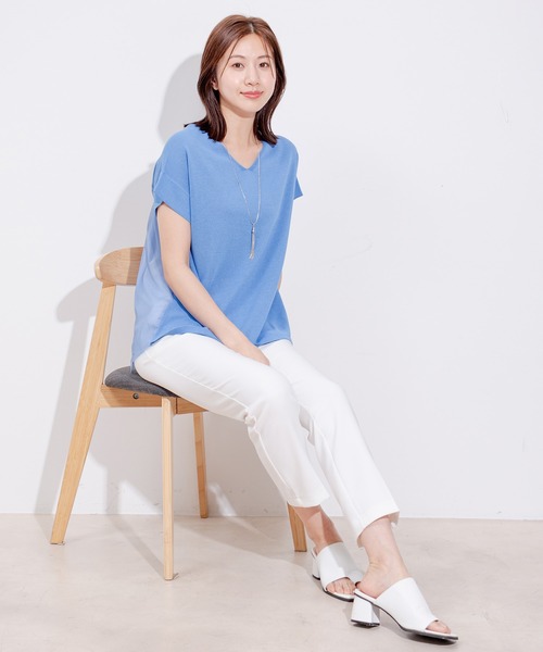 Jayro（ジャイロ）の「バックチュールニットプルオーバー（Tシャツ/カットソー・レディース・ブラック/サックスブルー/チャコールグレー/オレンジ・M）」の10枚目の写真