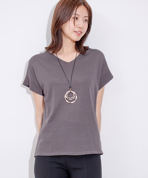 Jayro（ジャイロ）の「バックチュールニットプルオーバー（Tシャツ/カットソー・レディース・ブラック/サックスブルー/チャコールグレー/オレンジ・M）」の11枚目の写真