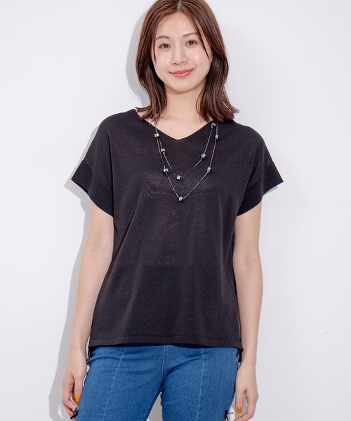 Jayro（ジャイロ）の「バックチュールニットプルオーバー（Tシャツ/カットソー・レディース・ブラック/サックスブルー/チャコールグレー/オレンジ・M）」の16枚目の写真