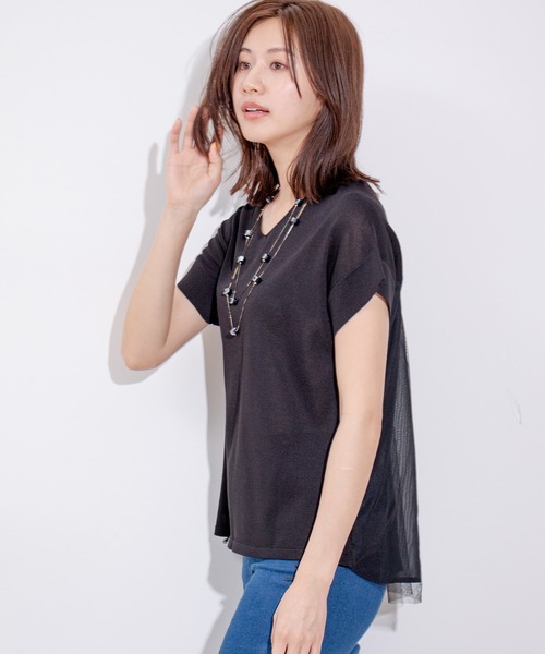 Jayro（ジャイロ）の「バックチュールニットプルオーバー（Tシャツ/カットソー・レディース・ブラック/サックスブルー/チャコールグレー/オレンジ・M）」の17枚目の写真