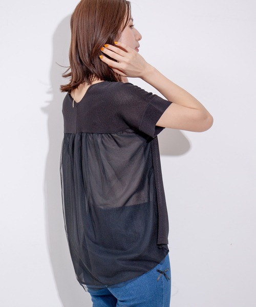 Jayro（ジャイロ）の「バックチュールニットプルオーバー（Tシャツ/カットソー・レディース・ブラック/サックスブルー/チャコールグレー/オレンジ・M）」の18枚目の写真
