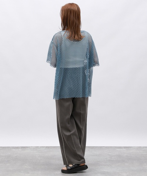 LAKOLE(ラコレ)の「カットメッシュプルオーバー5分袖 / 130869(Tシャツ/カットソー・レディース・チャコールグレー/ブルー/アイボリー/ブラウン・MEDIUM/SMALL)」の20枚目の写真