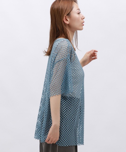 LAKOLE(ラコレ)の「カットメッシュプルオーバー5分袖 / 130869(Tシャツ/カットソー・レディース・チャコールグレー/ブルー/アイボリー/ブラウン・MEDIUM/SMALL)」の19枚目の写真