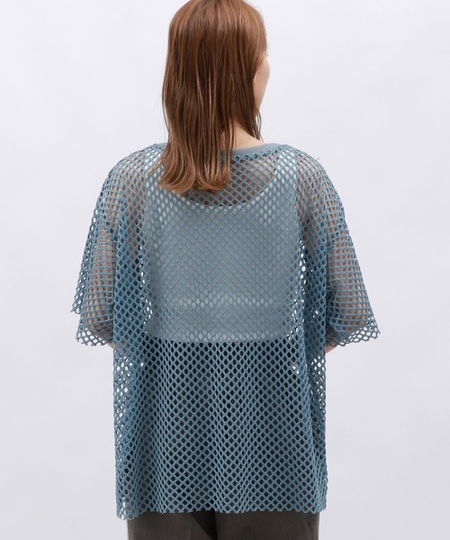 LAKOLE(ラコレ)の「カットメッシュプルオーバー5分袖 / 130869(Tシャツ/カットソー・レディース・チャコールグレー/ブルー/アイボリー/ブラウン・MEDIUM/SMALL)」の18枚目の写真