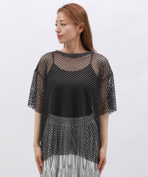 LAKOLE(ラコレ)の「カットメッシュプルオーバー5分袖 / 130869(Tシャツ/カットソー・レディース・チャコールグレー/ブルー/アイボリー/ブラウン・MEDIUM/SMALL)」の17枚目の写真