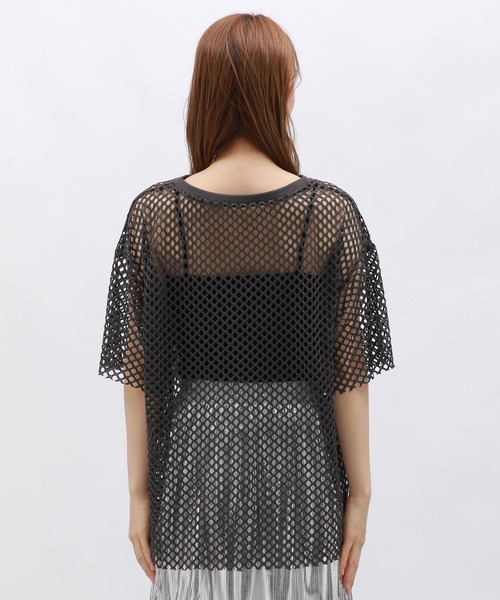 LAKOLE(ラコレ)の「カットメッシュプルオーバー5分袖 / 130869(Tシャツ/カットソー・レディース・チャコールグレー/ブルー/アイボリー/ブラウン・MEDIUM/SMALL)」の15枚目の写真