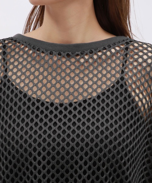 LAKOLE(ラコレ)の「カットメッシュプルオーバー5分袖 / 130869(Tシャツ/カットソー・レディース・チャコールグレー/ブルー/アイボリー/ブラウン・MEDIUM/SMALL)」の14枚目の写真