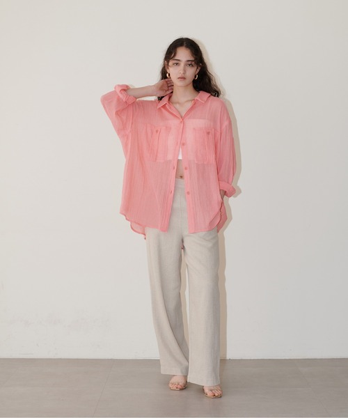 LARUTA(ラルータ)の「【LARUTA】シアーポケット付きシャツ(シャツ/ブラウス・レディース・アイボリー/ピンク/ブラック/カーキ/ライトベージュ・FREE)」の14枚目の写真