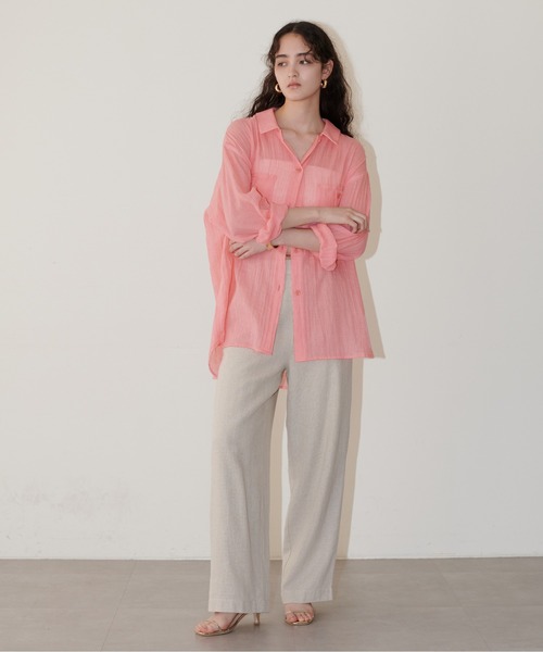 LARUTA(ラルータ)の「【LARUTA】シアーポケット付きシャツ(シャツ/ブラウス・レディース・アイボリー/ピンク/ブラック/カーキ/ライトベージュ・FREE)」の15枚目の写真