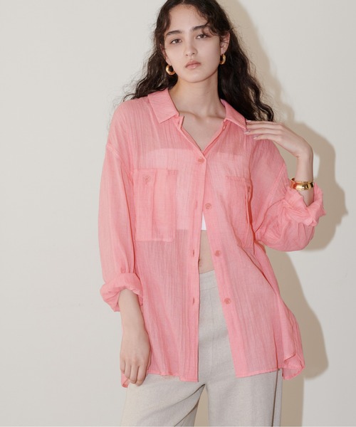 LARUTA(ラルータ)の「【LARUTA】シアーポケット付きシャツ(シャツ/ブラウス・レディース・アイボリー/ピンク/ブラック/カーキ/ライトベージュ・FREE)」の16枚目の写真